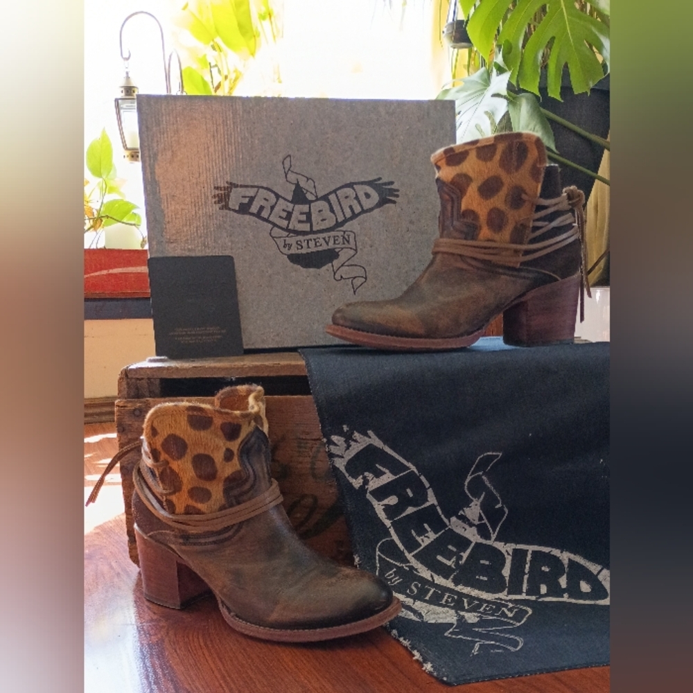Freebird by Steven Brown Boots with Leopard Print Cuff